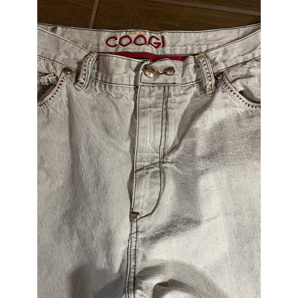 COOGI Men's Australia Jeans Size 42x35 Embroidered Logo Gray Denim Distressed - Picture 7 of 16